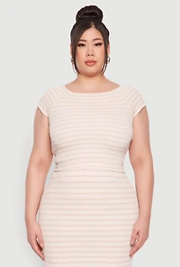 Plus Almost Famous Striped Textured Blouse