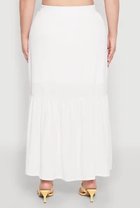 Womens Plus Size Almost Famous Slit Front Tiered Skirt, White, Size 1X