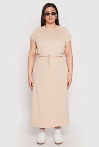 Plus Fleece Toggle Drawstring Waist Skirt