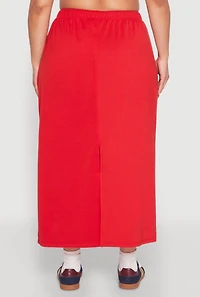 Womens Plus Size Fleece Toggle Drawstring Waist Skirt, Red, Size 1X