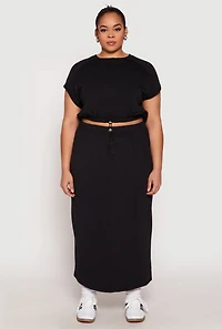 Womens Plus Size Almost Famous Short Sleeve Cropped Sweatshirt, Black, Size 1X