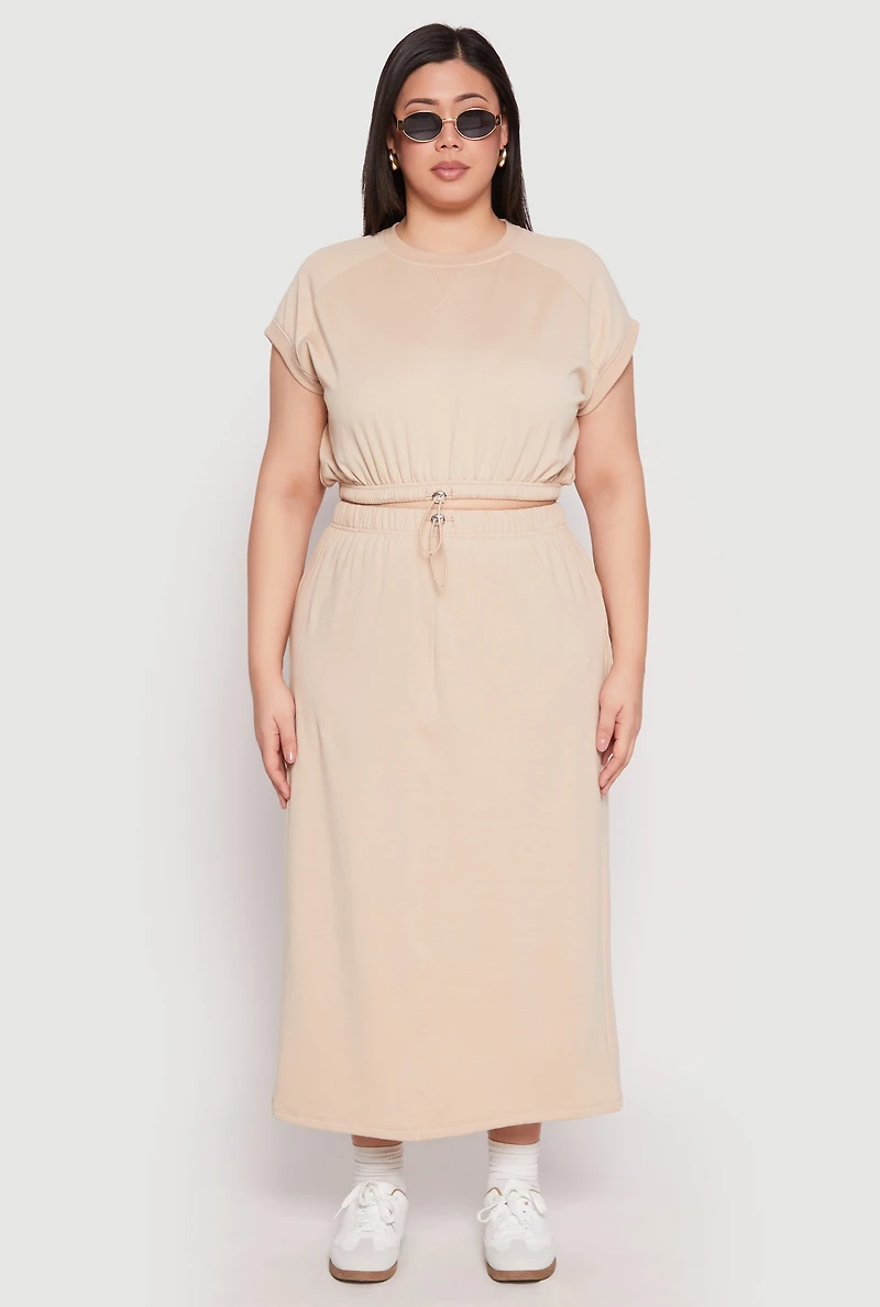 Plus Almost Famous Short Sleeve Cropped Sweatshirt