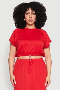 Plus Almost Famous Short Sleeve Cropped Sweatshirt