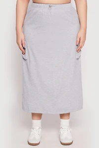 Womens Plus Size Almost Famous Back Slit Cargo Skirt, Grey, Size 3X