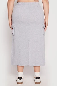 Womens Plus Size Almost Famous Back Slit Cargo Skirt, Grey, Size 3X