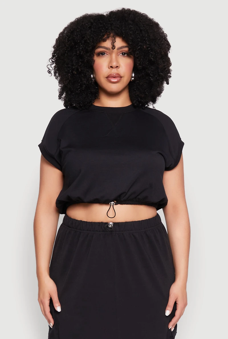 Plus Almost Famous Toggle Drawstring Hem Sweatshirt