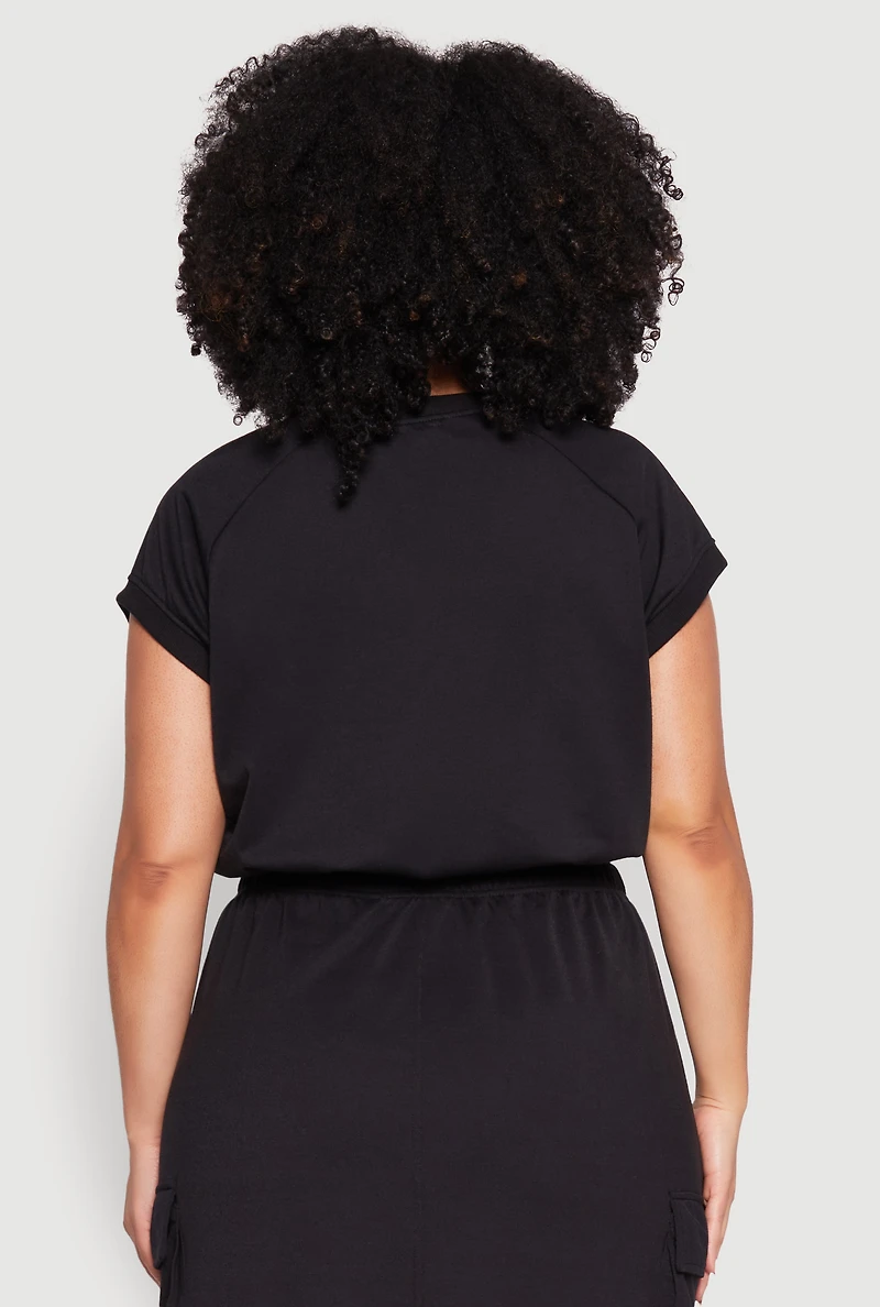 Plus Almost Famous Toggle Drawstring Hem Sweatshirt