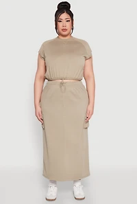 Womens Plus Size Almost Famous Toggle Drawstring Hem Sweatshirt, Beige, Size 2X