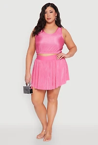 Plus Almost Famous Plisse Cropped Tank Top