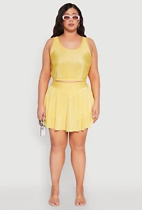 Plus Almost Famous Plisse Lined Skater Skirt
