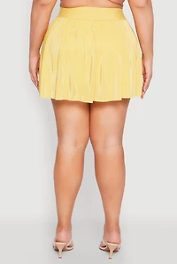 Plus Almost Famous Plisse Lined Skater Skirt