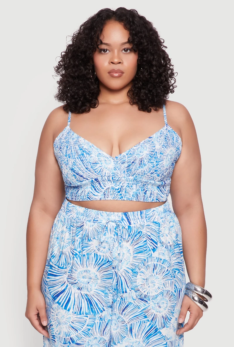 Womens Plus Size Almost Famous Sleeveless V-Neck Crop Top for Going Out, Blue, Size 3X