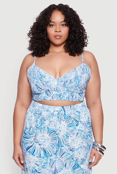 Womens Plus Size Almost Famous Sleeveless V-Neck Crop Top for Going Out, Blue, Size 3X