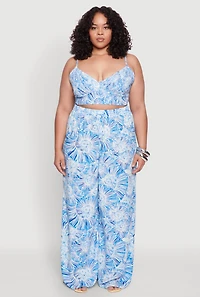 Womens Plus Size Almost Famous Sleeveless V-Neck Crop Top for Going Out, Blue, Size 3X