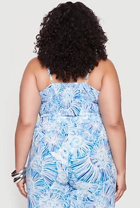Womens Plus Size Almost Famous Sleeveless V-Neck Crop Top for Going Out, Blue, Size 3X