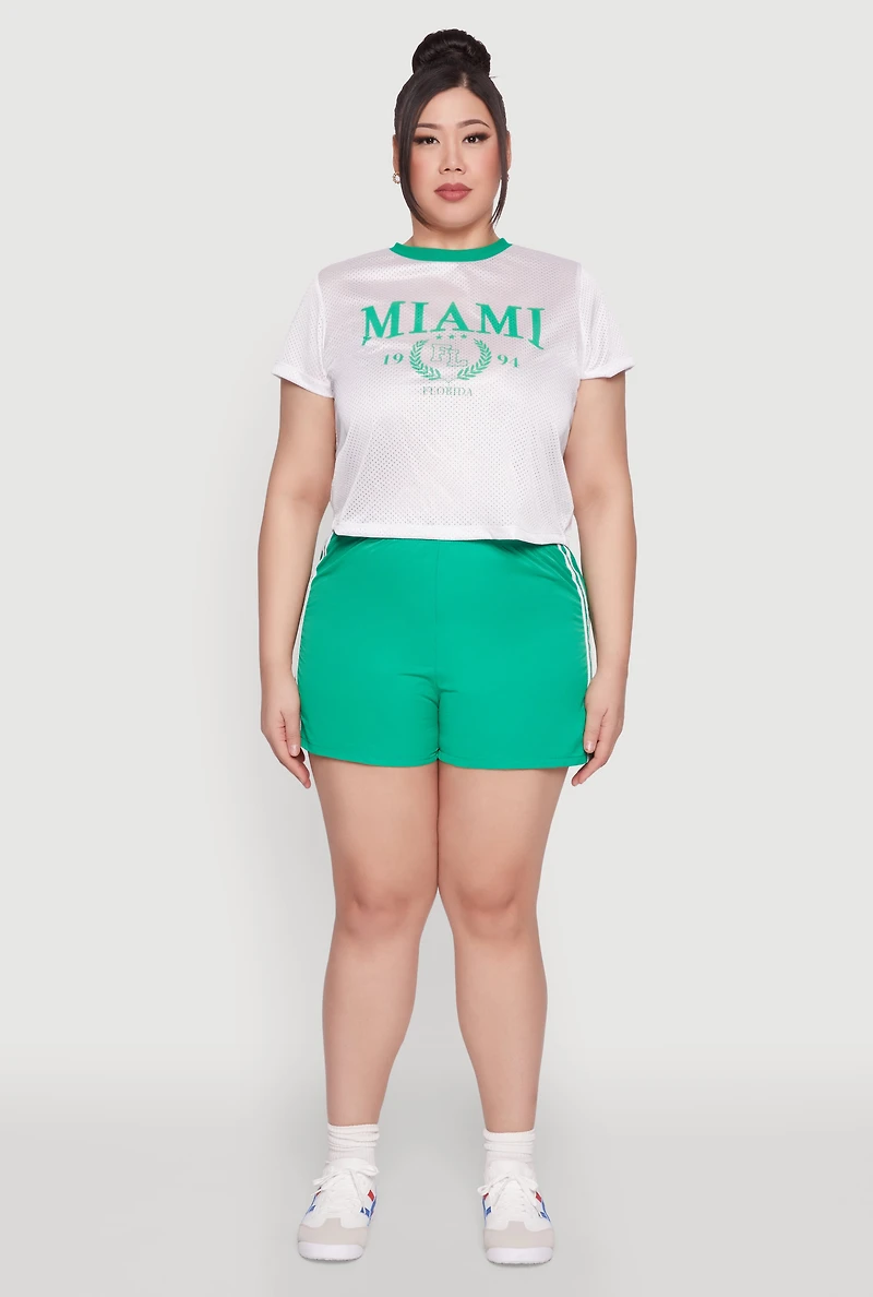 Womens Plus Almost Famous Contrast Trim City Graphic Jersey, White,