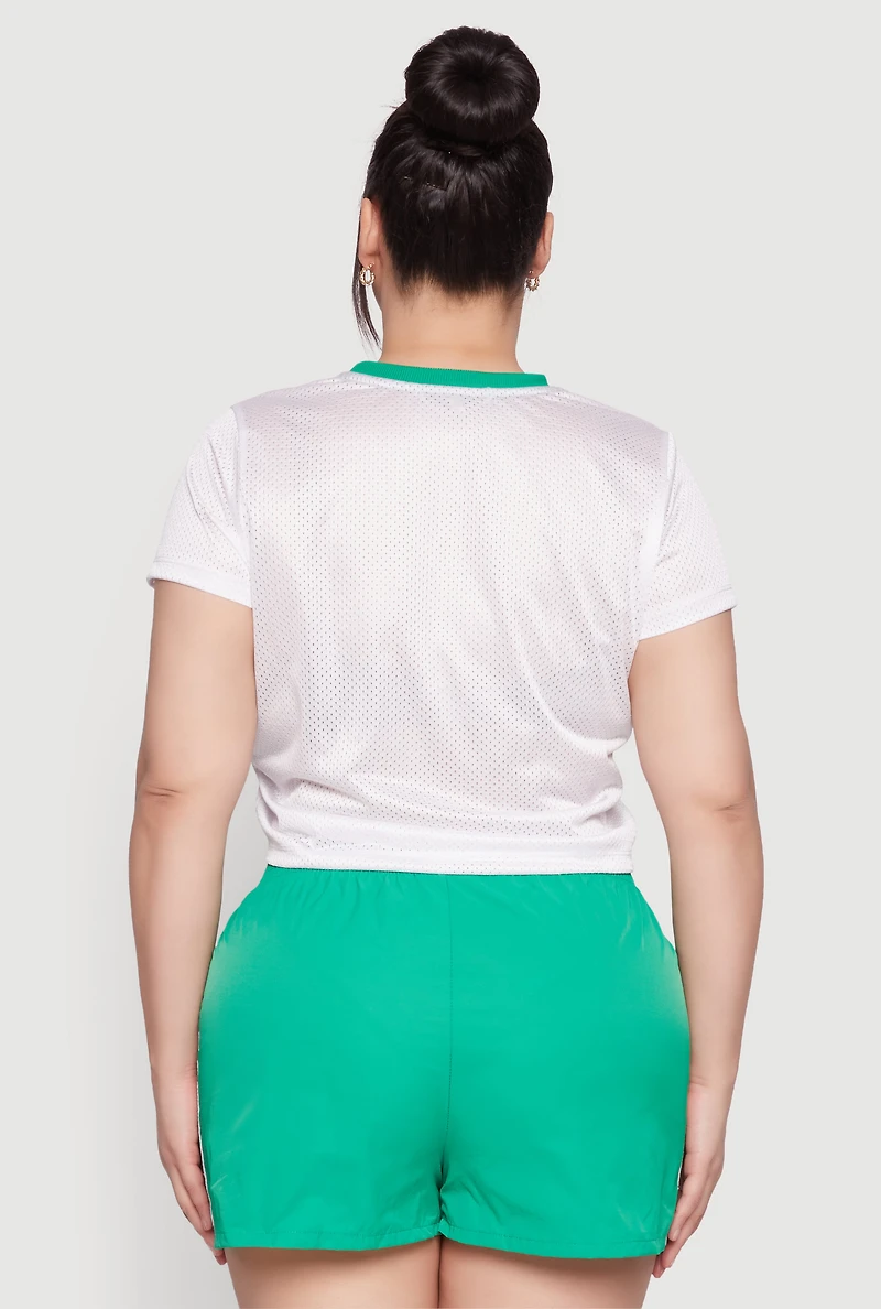 Womens Plus Almost Famous Contrast Trim City Graphic Jersey, White,