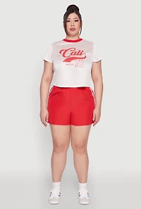 Womens Plus Size Almost Famous Contrast Trim City Graphic Jersey, White, Size 2X