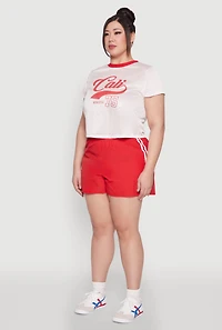 Womens Plus Size Almost Famous Contrast Trim City Graphic Jersey, White, Size 2X