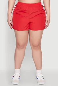 Womens Plus Size Almost Famous Varsity Stripe Shorts, Red, Size 3X