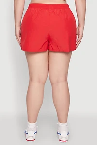 Womens Plus Size Almost Famous Varsity Stripe Shorts, Red, Size 3X