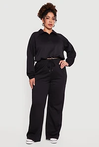 Plus Almost Famous Drawstring Hem Collared Pullover