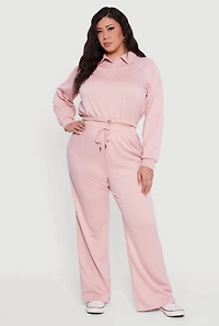 Plus Almost Famous Drawstring Waist Wide Leg Sweatpants