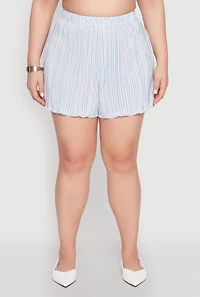 Womens Plus Almost Famous Plisse Striped Shorts, 1X