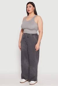 Plus Acid Wash Wide Leg Sweatpants