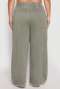 Womens Plus Size Acid Wash Wide Leg Sweatpants, Green, Size 2X