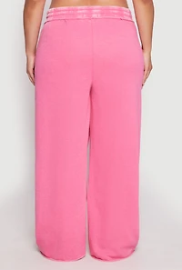Womens Plus Size Acid Wash Wide Leg Sweatpants, Pink, Size 2X