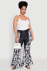 Plus Contrast Print Flared Pants