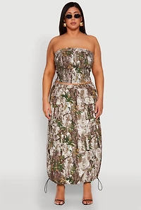 Womens Plus Size Hunter Camo Cargo Maxi Skirt, Multi, Size 3X