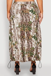 Womens Plus Size Hunter Camo Cargo Maxi Skirt, Multi, Size 3X