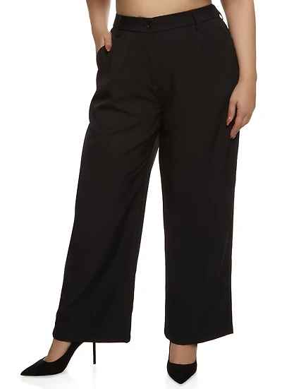 Plus Wide Leg Crepe Knit Pants