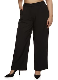 Plus Wide Leg Crepe Knit Pants