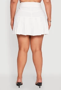 Womens Plus Size Buckle Front Pleated Skirt, White, Size 1X