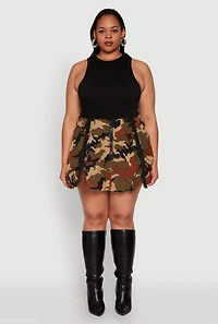 Womens Plus Size Hunter Camo Bubble Skirt, Green, Size 2X