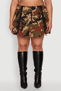 Womens Plus Size Hunter Camo Bubble Skirt, Green, Size 2X