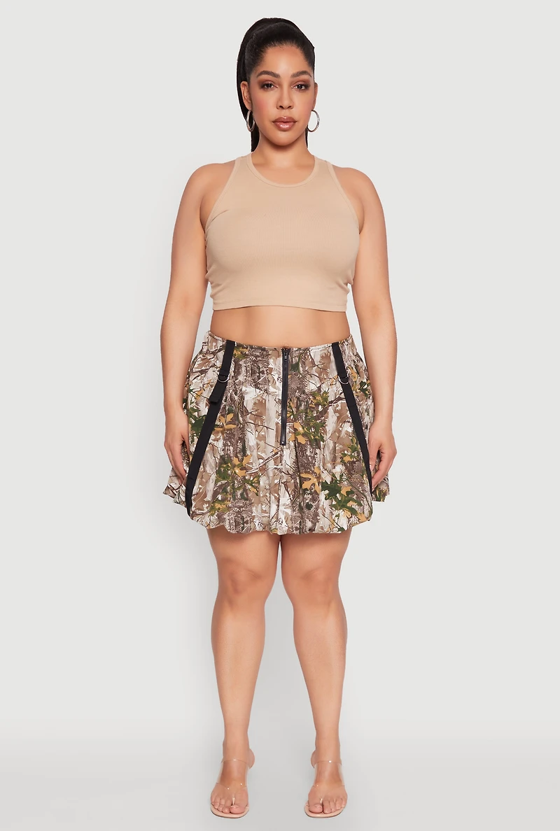 Womens Plus Size Hunter Camo Bubble Skirt, Multi, Size 3X