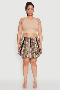 Womens Plus Size Hunter Camo Bubble Skirt, Multi, Size 3X