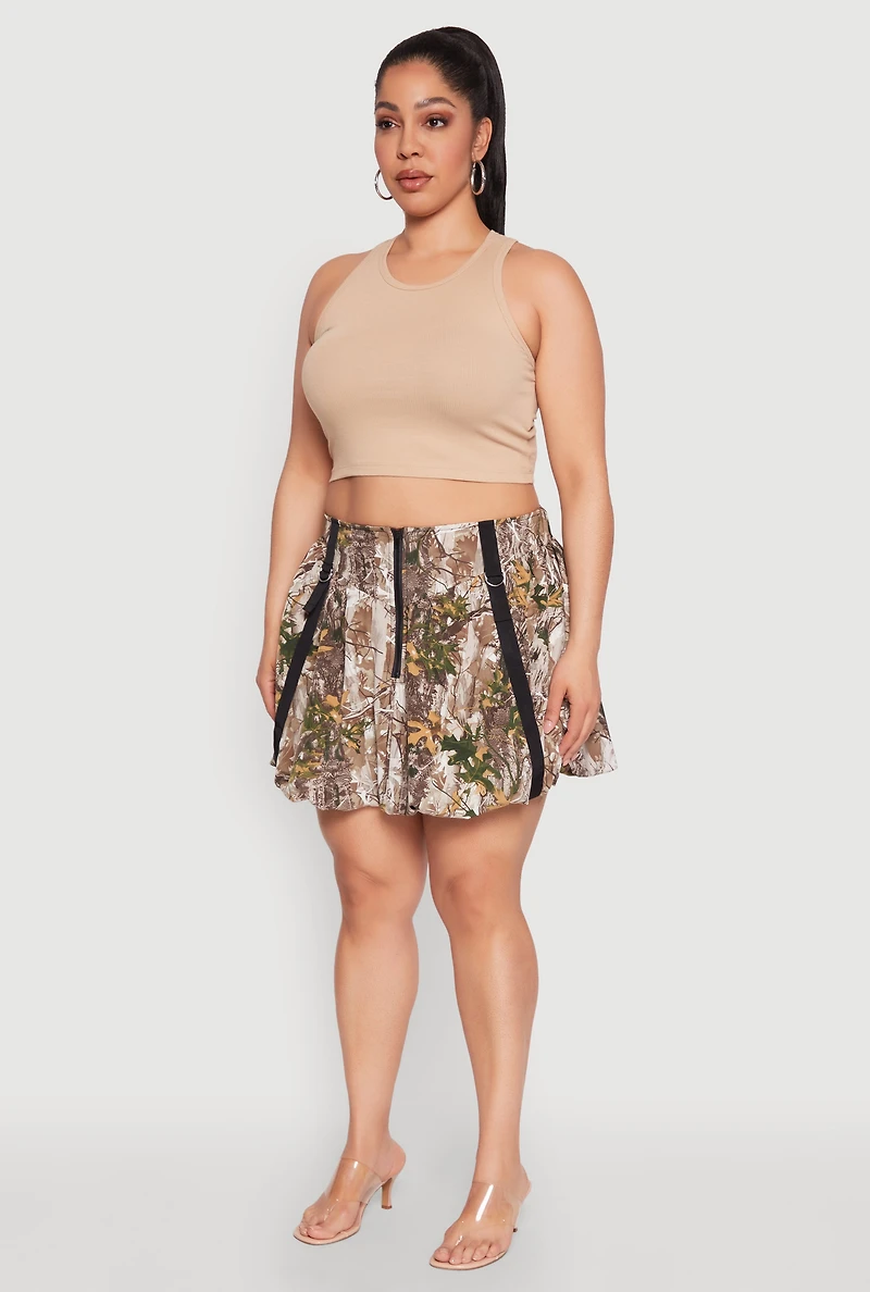 Womens Plus Size Hunter Camo Bubble Skirt, Multi, Size 3X