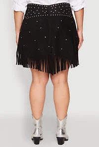 Plus Fringe Buckle Front Skirt