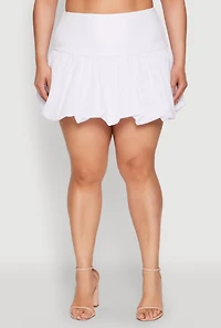 Womens Plus Bubble Hem Mini Skirt, White,
