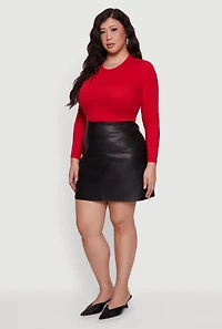 Plus Faux Leather High Waisted Mini Skirt