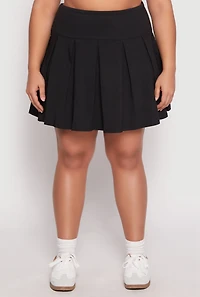 Womens Plus Pleated Skirt, Black,