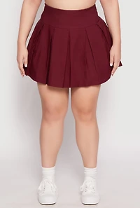 Womens Plus Size Pleated Skirt, Burgundy, Size 1X