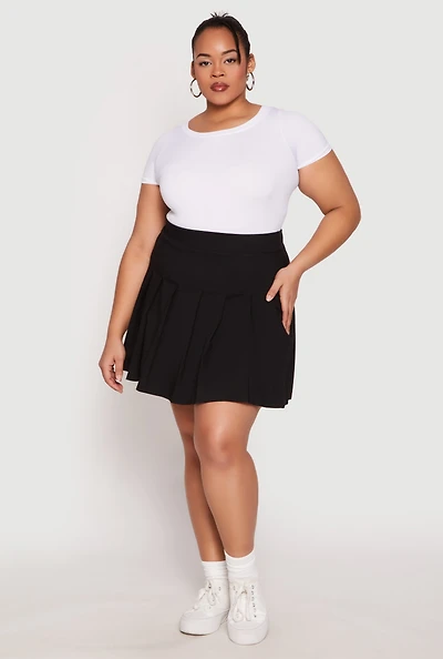 Plus High Waist Pleated Skirt