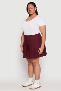 Womens Plus Size High Waist Pleated Skirt, Burgundy, Size 1X