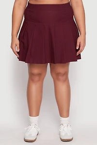 Womens Plus Size High Waist Pleated Skirt, Burgundy, Size 1X
